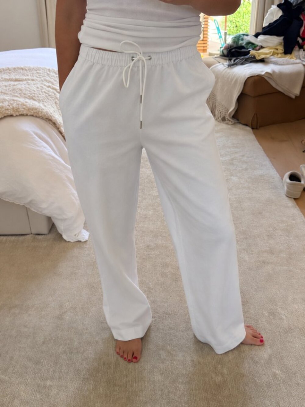 Jenni Kayne White Drawstring Pant